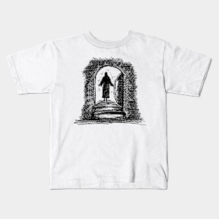 The resurrected Jesus Christ came out of the empty tomb Kids T-Shirt